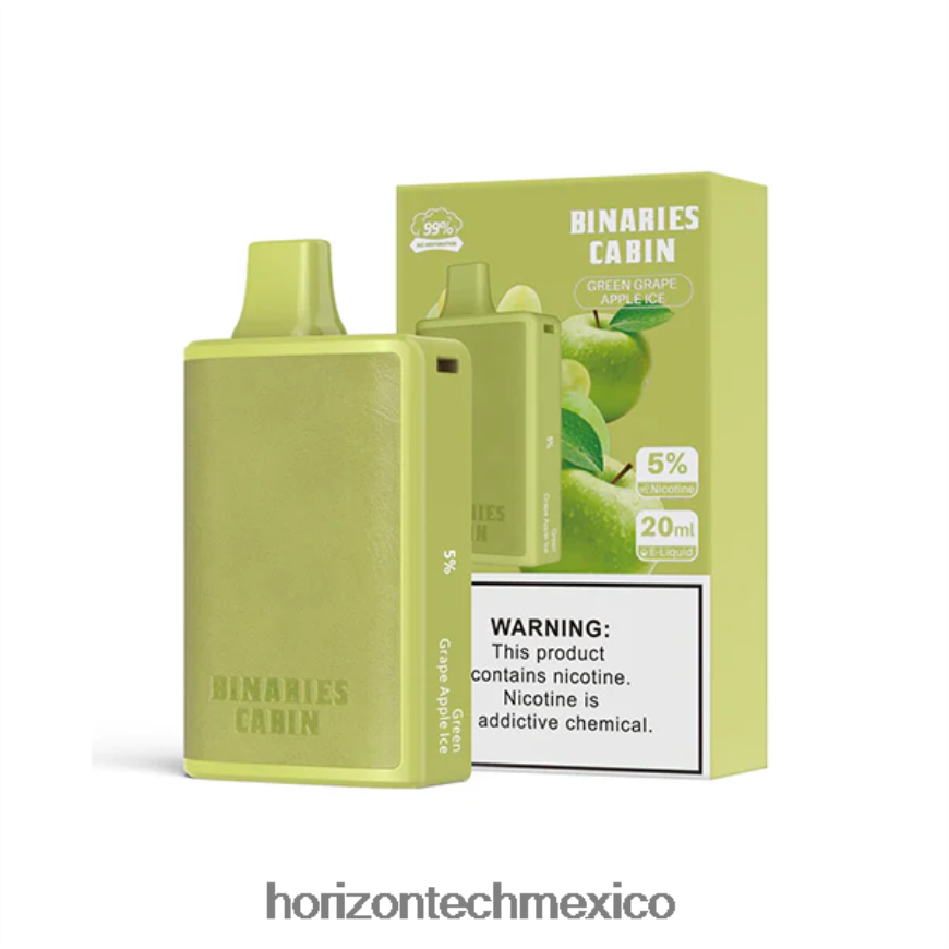 HorizonTech Binaries Cabin desechable 20ml Horizon Tech vape - hielo de manzana uva verde ZH06X56