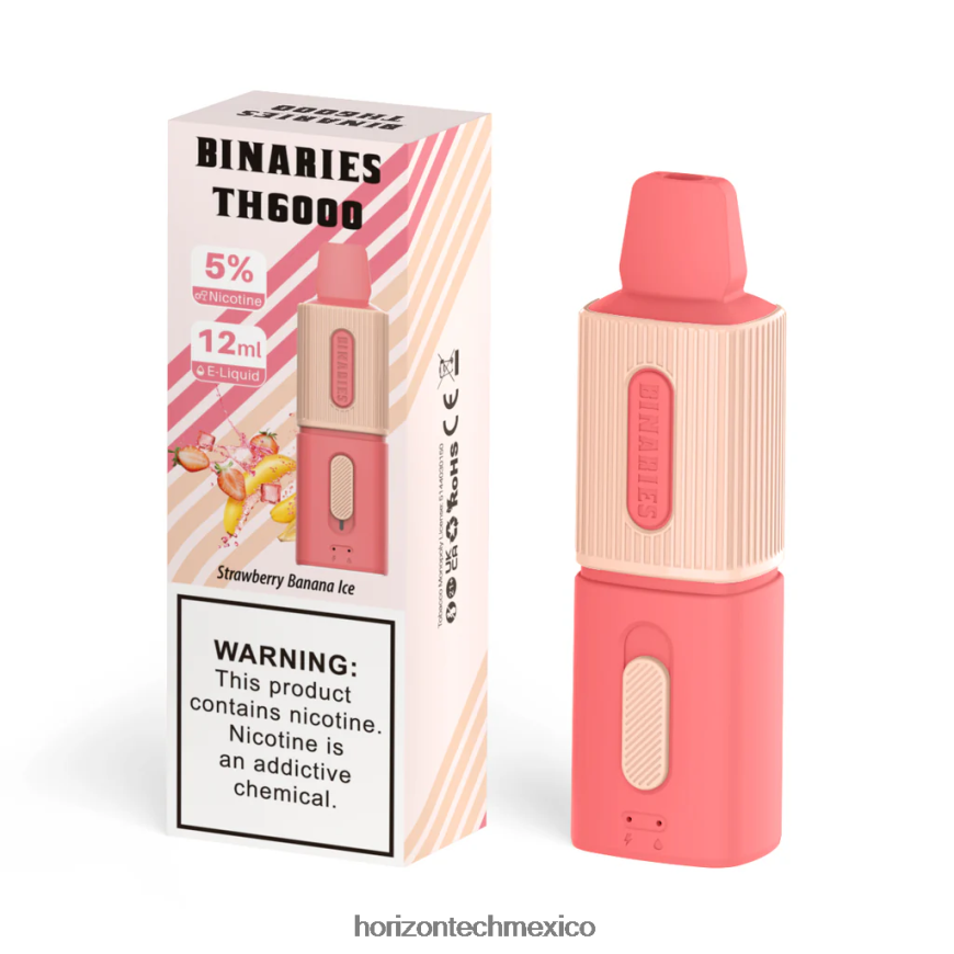 HorizonTech Binaries Cabin th6000 desechable 12ml HorizonTech disposable vape - hielo de fresa y plátano ZH06X98