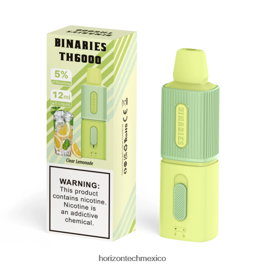 HorizonTech Binaries Cabin th6000 desechable 12ml HorizonTech vape kit - limonada clara ZH06X114
